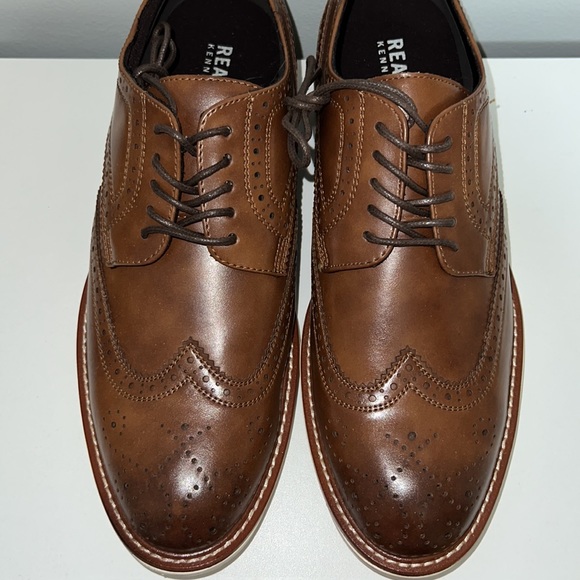 Reaction Kenneth Cole - Clyde flex lace up wing tip shoes NEW cognac - Picture 2 of 10